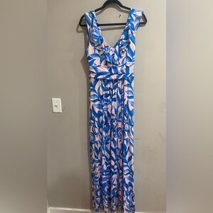 Lilly Pulitzer Blue and Pink Maxi Dress